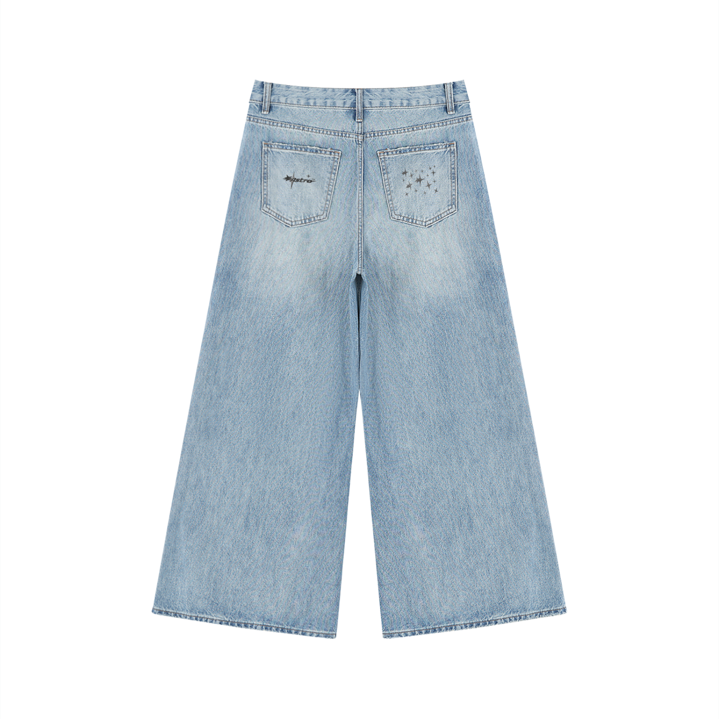 Women's Vintage Wash Distressed Wide Leg Jeans