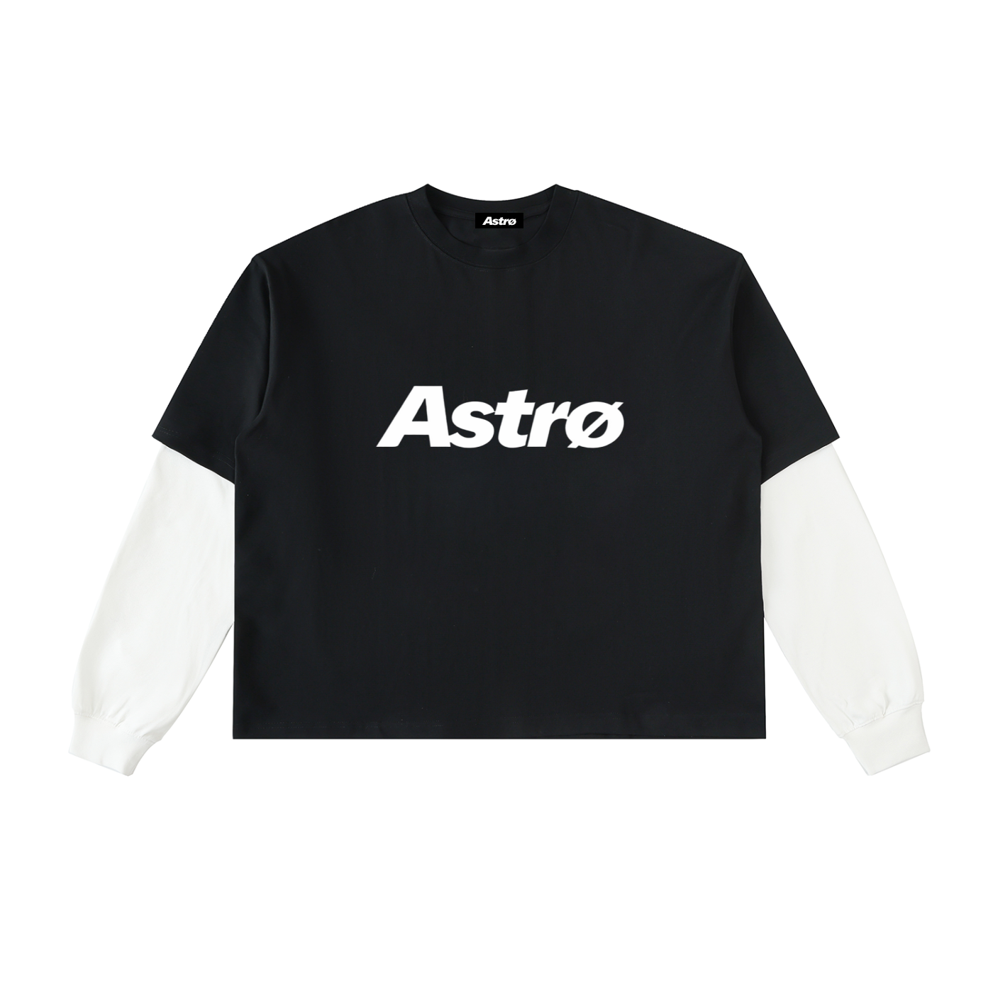 Layered Contrast Sleeve Cotton T-Shirt