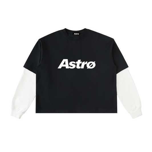 Layered Contrast Sleeve Cotton T-Shirt