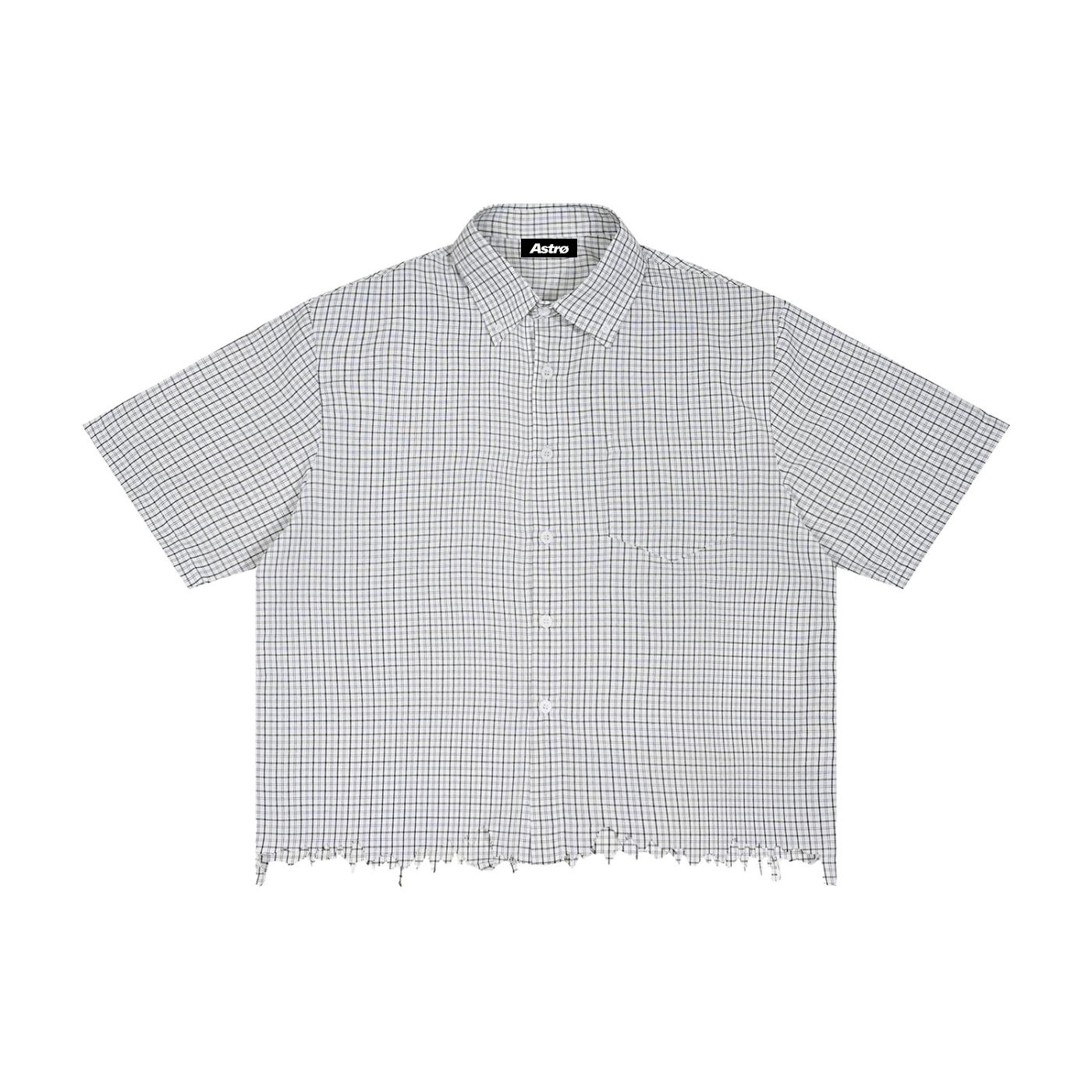 Unisex Distressed Plaid Boxy Shirt