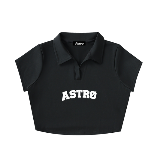 V-Neck Lapel Crop Top