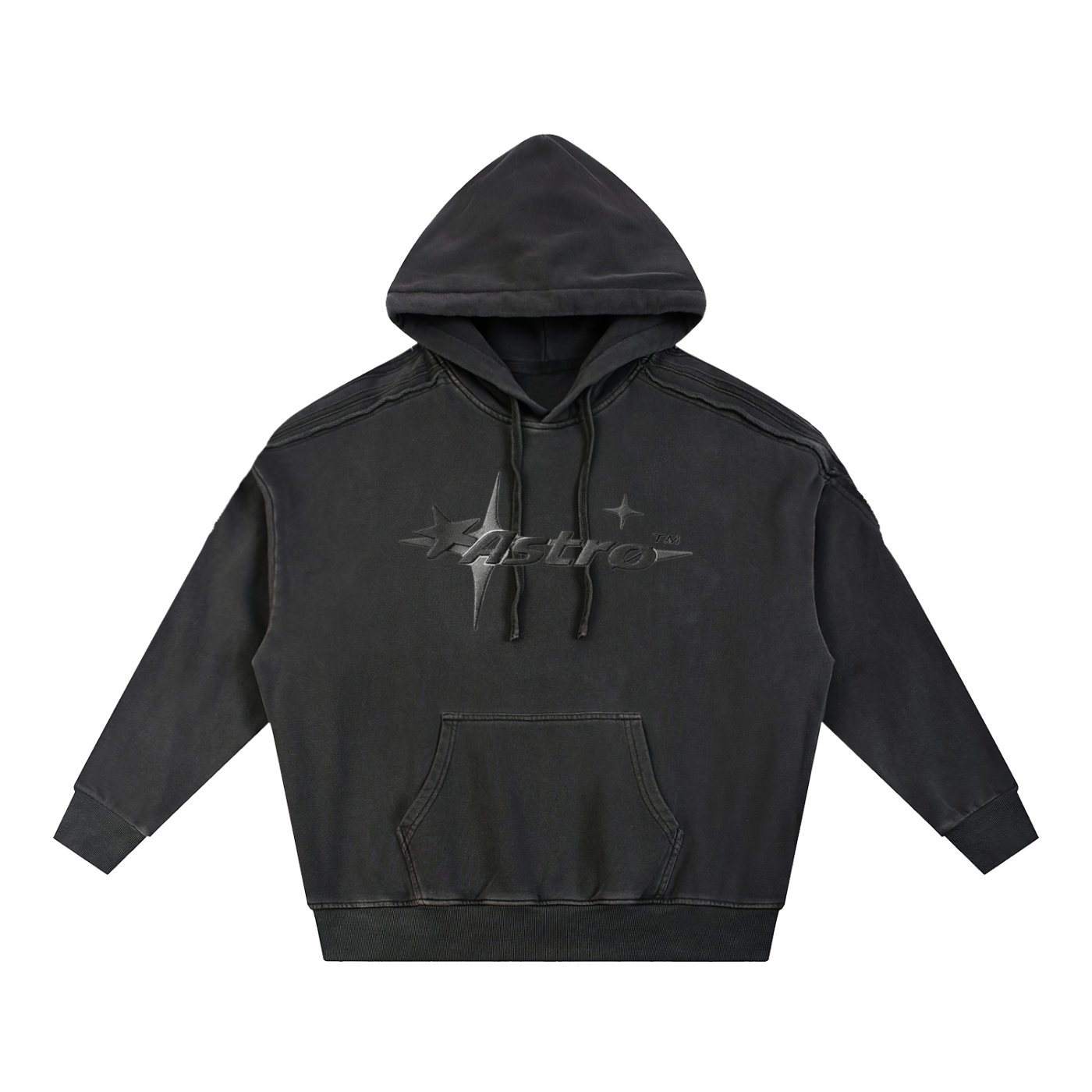 Snow Washed Tape Raw Edge Hoodie