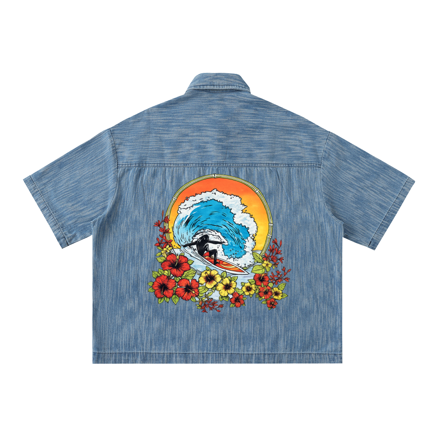 Distressed Wash Short-Sleeve Shirt