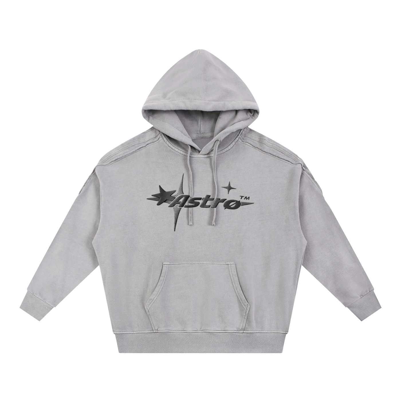 Snow Washed Tape Raw Edge Hoodie
