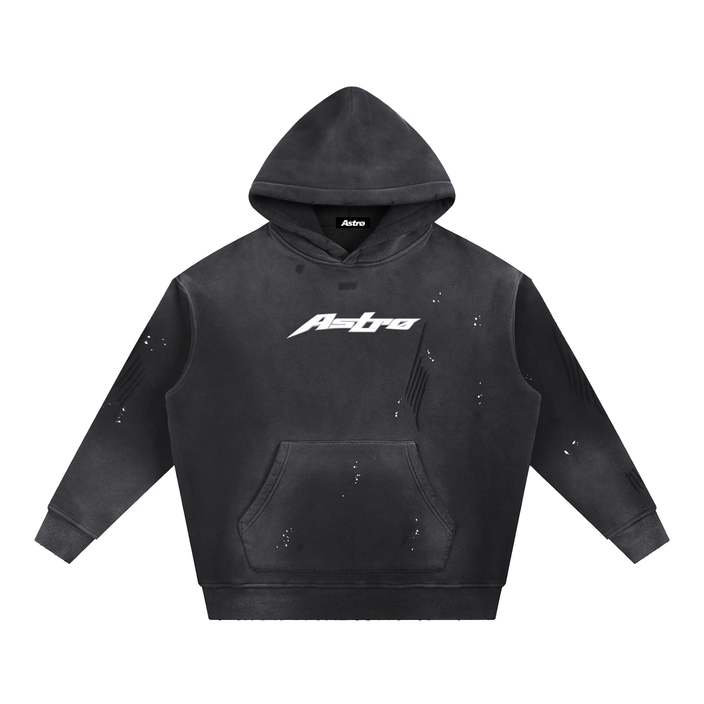 Vintage Washed Frayed Fleece Hoodie