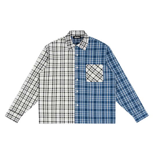 Unisex Oversized Plaid Color Block Shirt