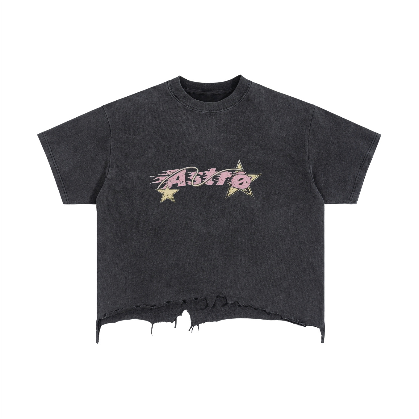 Vintage Wash Boxy Distressed Hem T-Shirt