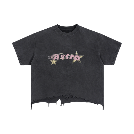 Vintage Wash Boxy Distressed Hem T-Shirt