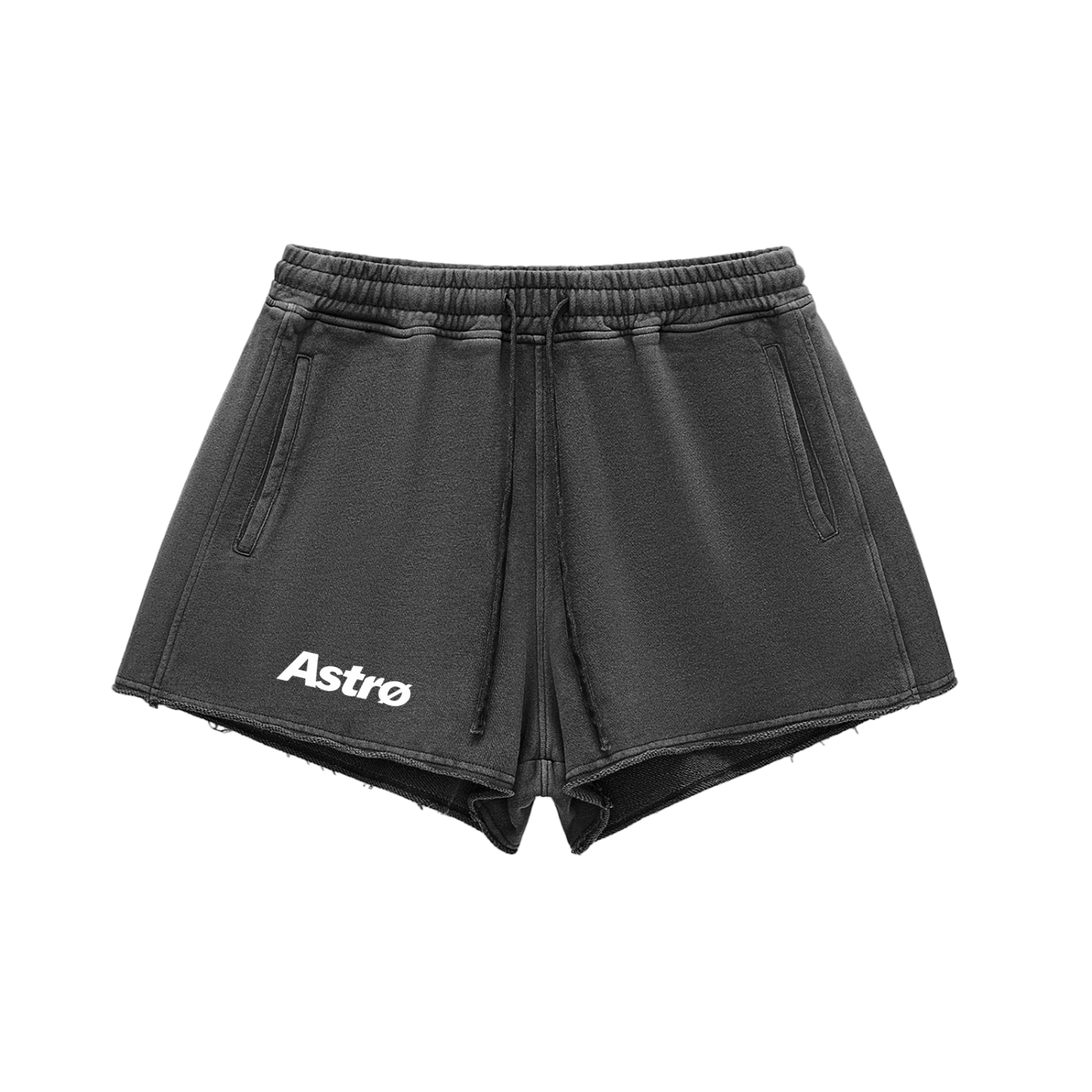 Snow Washed Raw Edge Drawstring Shorts