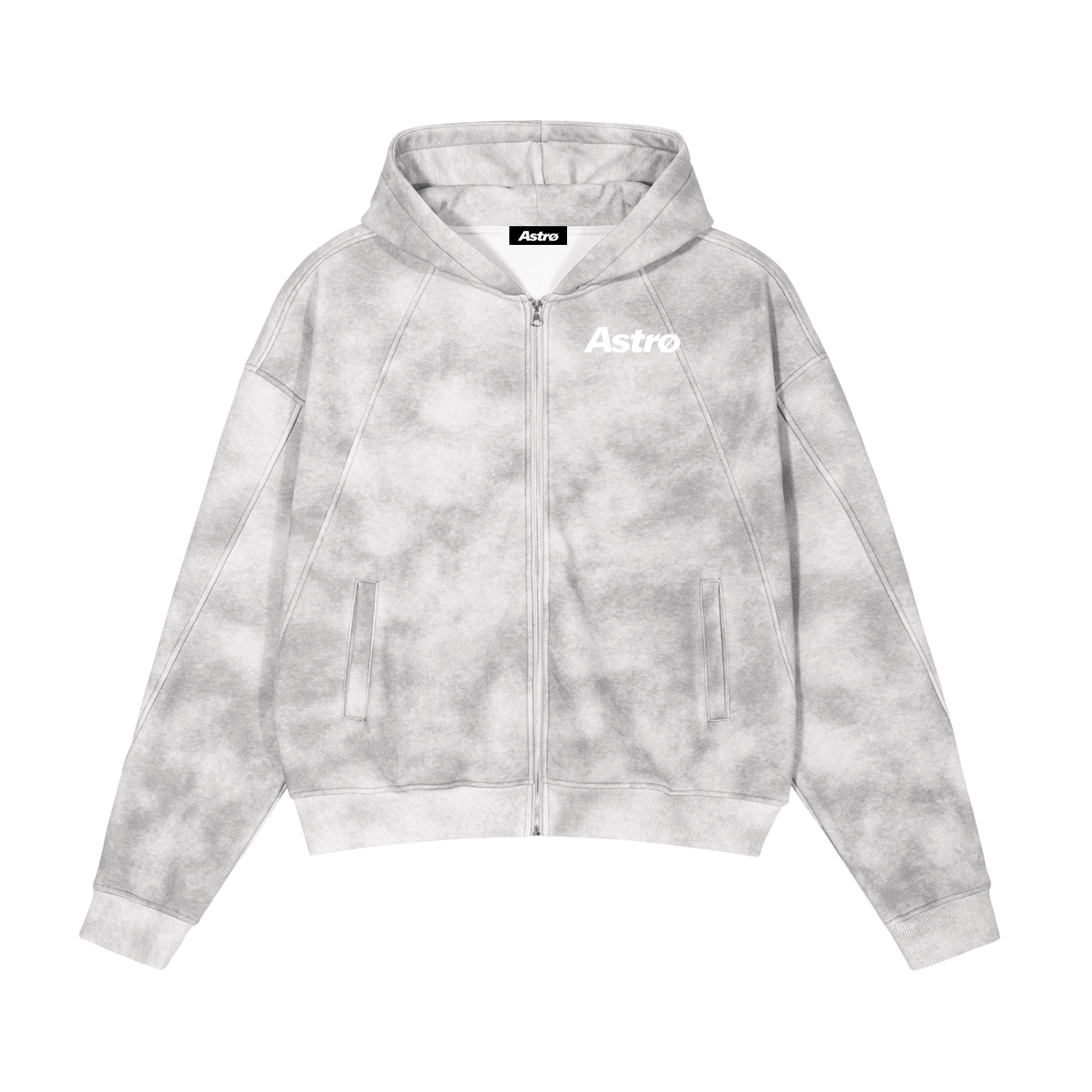 Dirty Washed Zip-Up Fleece Hoodie Astro
