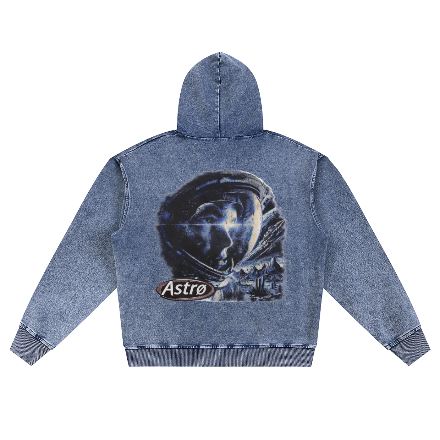 Snow Wash Oversized Zip-Up Hoodie