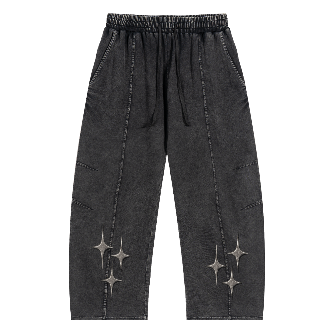 Snow Wash Drawstring Cotton Pants