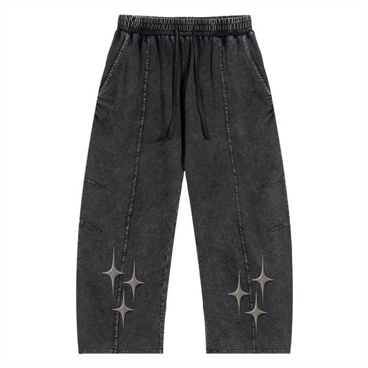 Snow Wash Drawstring Cotton Pants