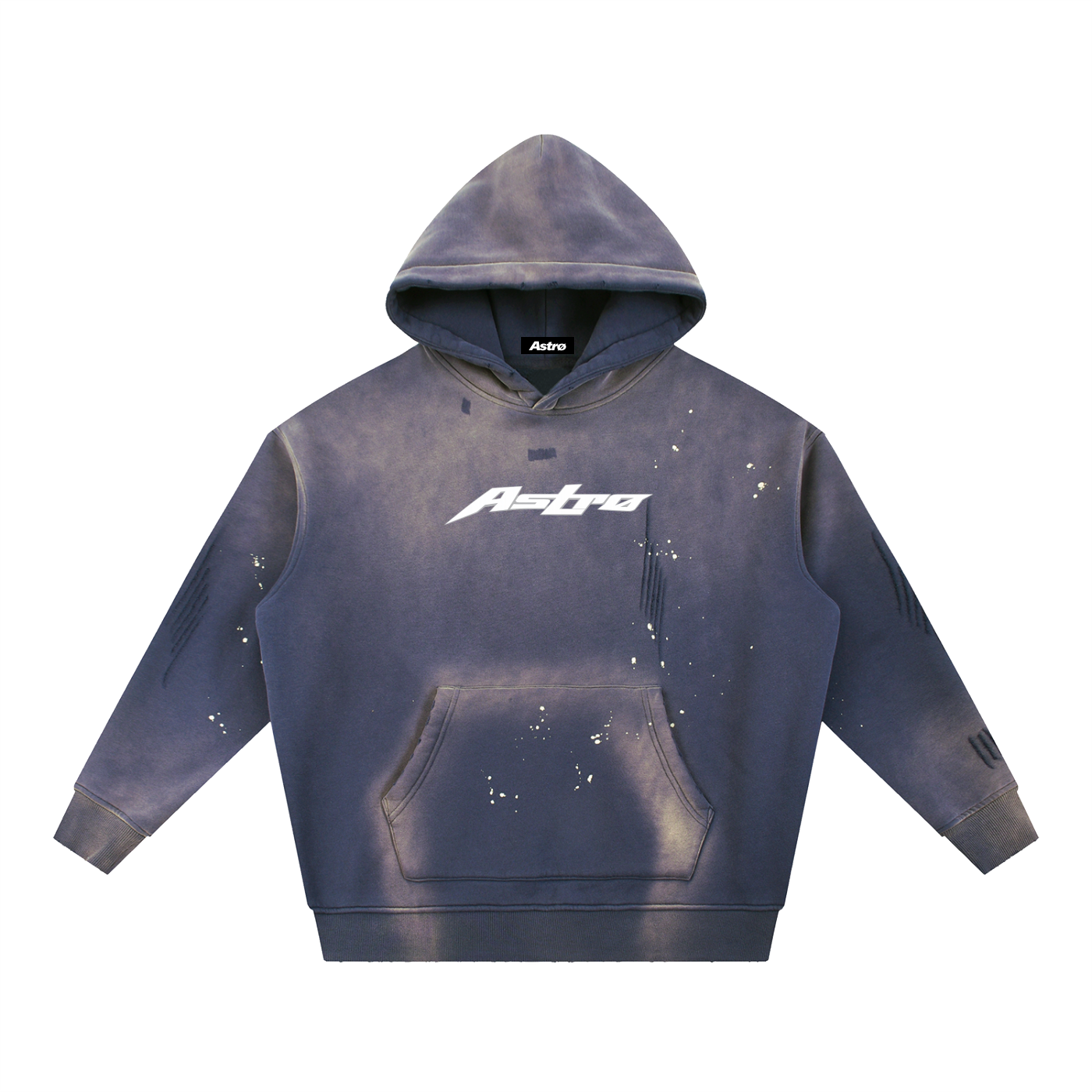 Vintage Washed Frayed Fleece Hoodie