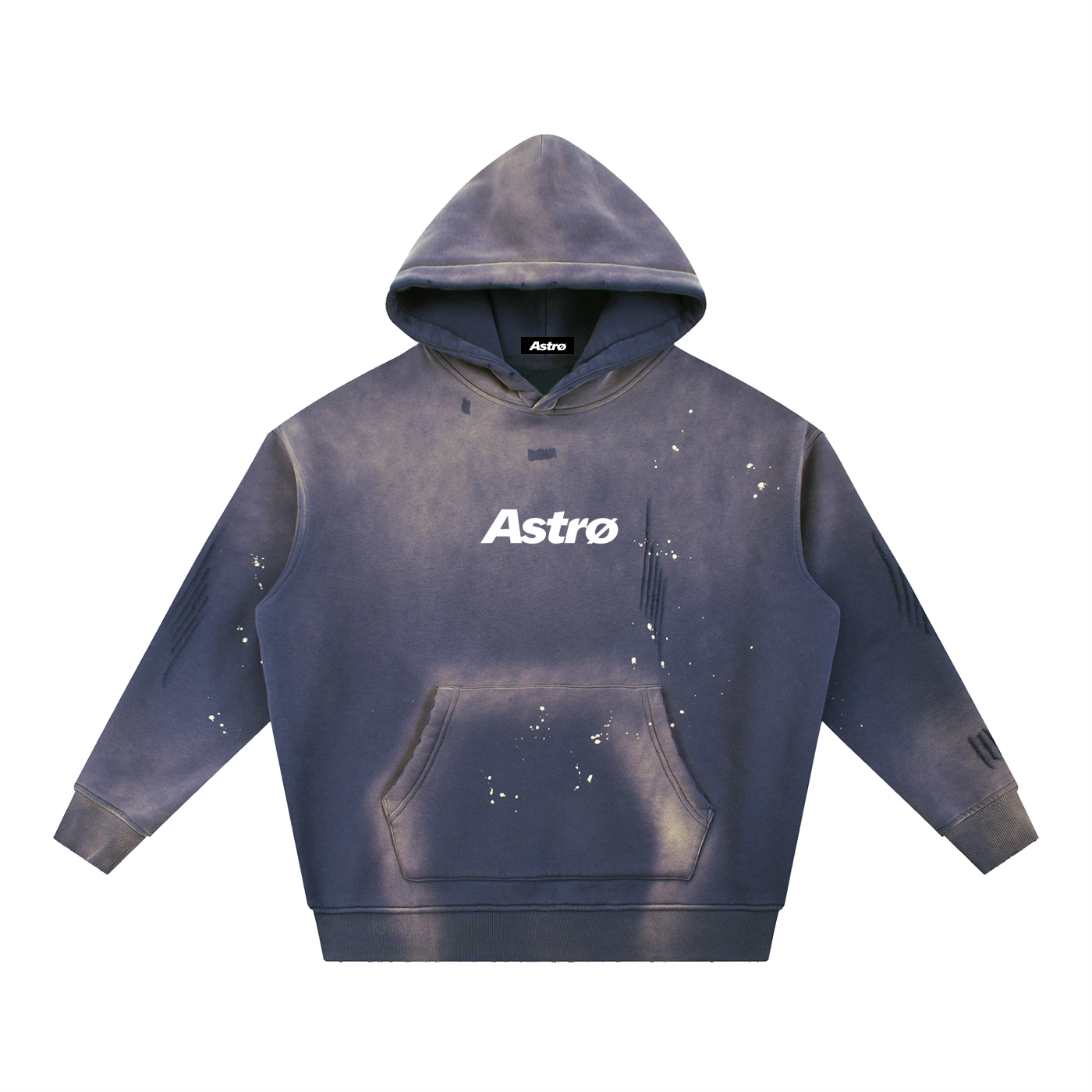 Vintage Washed Frayed Fleece Hoodie