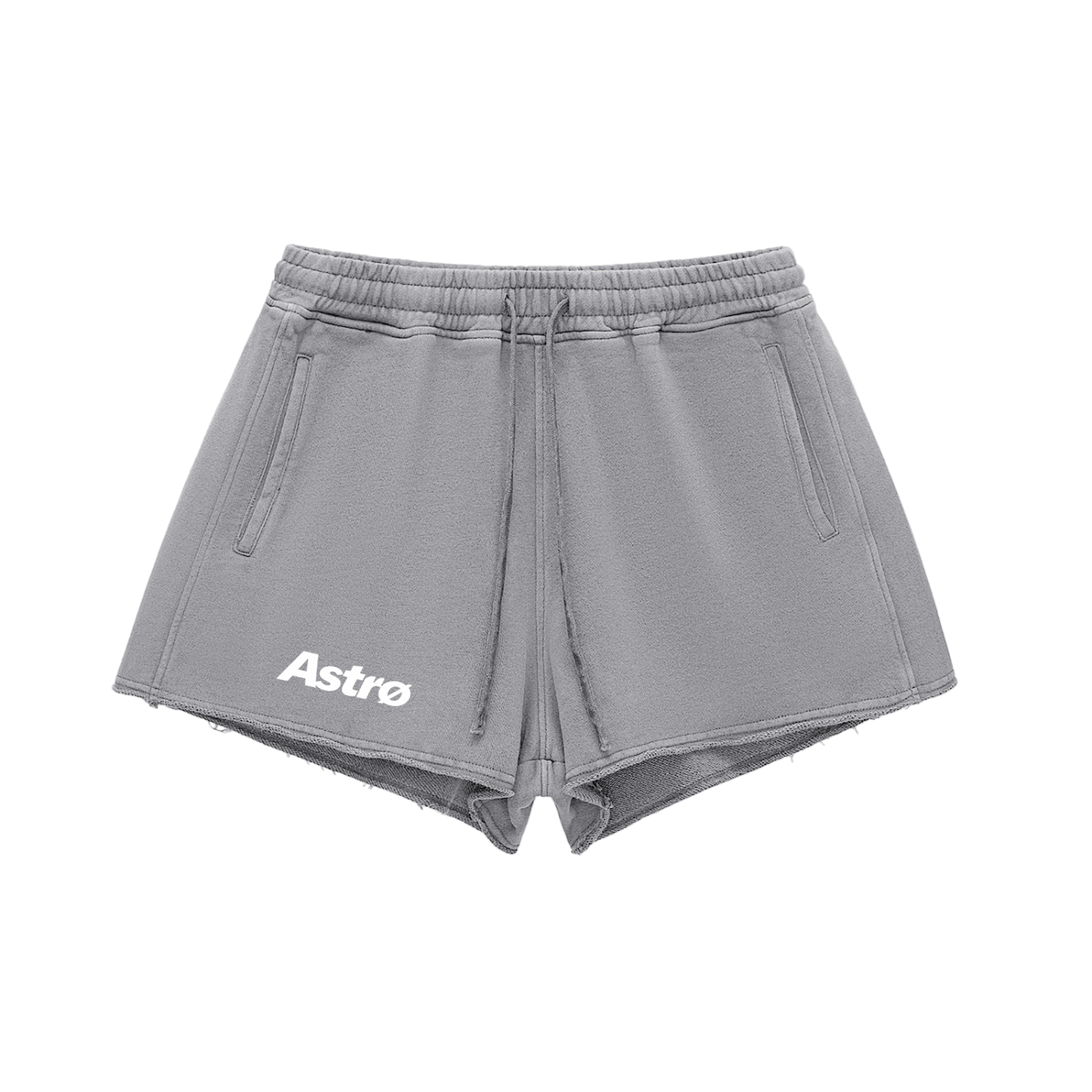 Snow Washed Raw Edge Drawstring Shorts